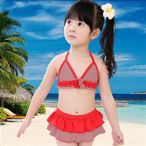 Niedliche Kleine M Dchen Bikini Bademode Marke New Rot Gestreift Dress