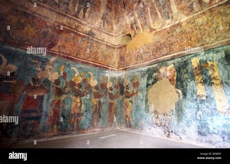 Pinturas del Templo de Bonampak antiguo sitio maya Chiapas México