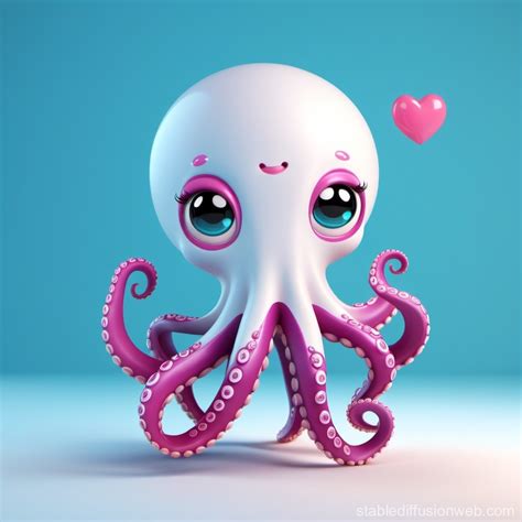 Octopus With Three Visible Hearts Stable Diffusion Online