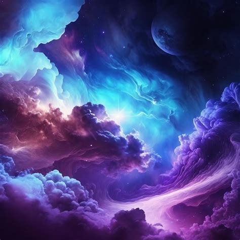 Premium Ai Image Purple And Blue Space Wallpaper With A Nebula And Stars