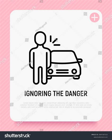 Ignoring Danger Thin Line Icon Car Stock Vector (Royalty Free