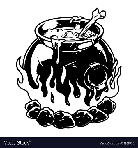 Vintage Halloween Concept Cauldron Royalty Free Vector Image