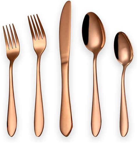 Comprar Titanium Rose Gold Plated Stainless Steel Flatware Set 20 Piece Rose Gold Flatware Set