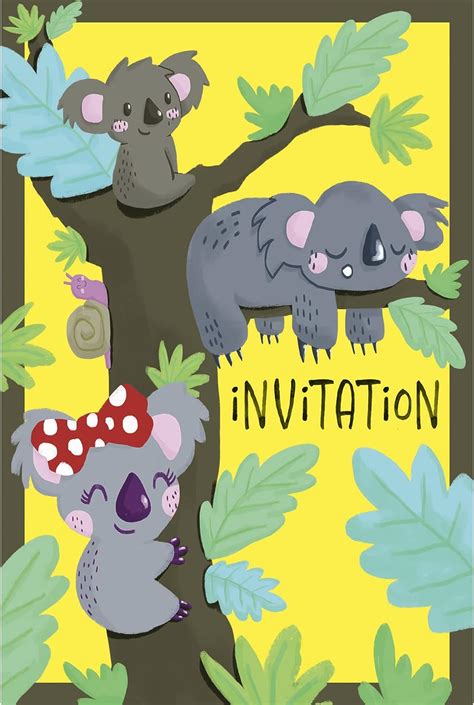 Ticky Tacky Invitation Anniversaire Koala Invitations Enveloppes