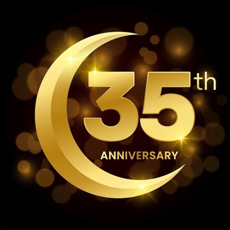 Premium Vector 35th Anniversary Template Design With Golden Half Moon Concept Logo Vector Template