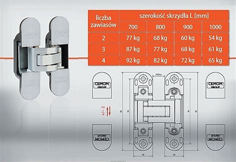 Zawias wpuszczany do drzwi bezfelcowych ESTETIC 978A 3D biały PolSoft