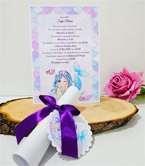 Invitatie Botez Papirus Sirena IB102 Tiparire Text Nu Asamblare Nu