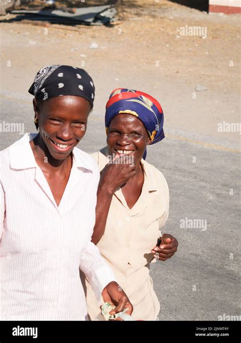 Botswana Africa August 28 2007 Two African Women In Village Street