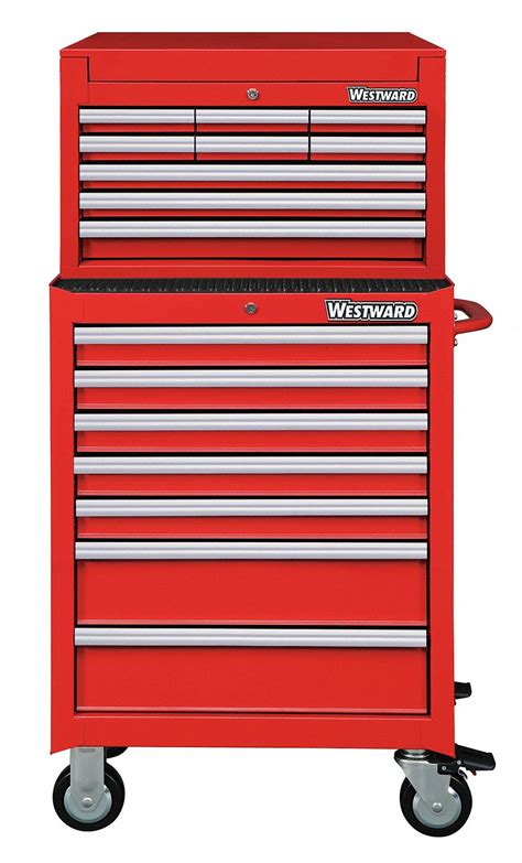 WESTWARD Powder Coated Red 26 3 4 In W X 18 In D X 56 1 8 In H Tool