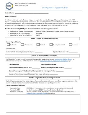 Fillable Online CPP SAP Appeal Academic Plan Fax Email Print PdfFiller