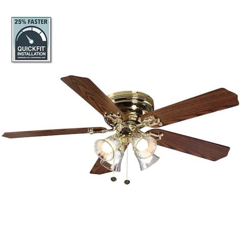 Hampton Bay Carriage House 52 In Indoor Led Polished Brass Ceiling Fan