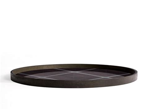 LINEAR FLOW Round Wood And Glass Tray By Ethnicraft Design Dawn Sweitzer