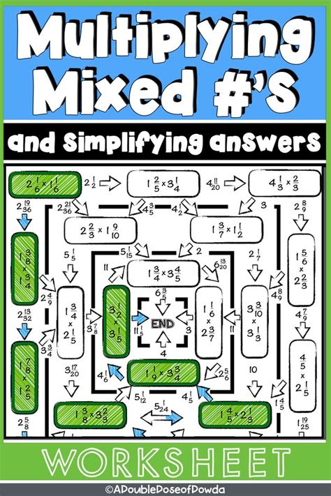 Multiplying Fractions With Mixed Numbers Worksheet Maze Activity