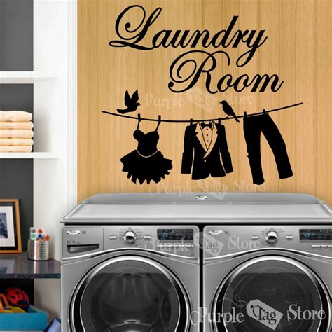 New 2016 Laundry Vinyl Wall Decal Laundry Room Clothesline Mural Wall