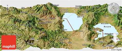 Satellite Panoramic Map of Pogradec