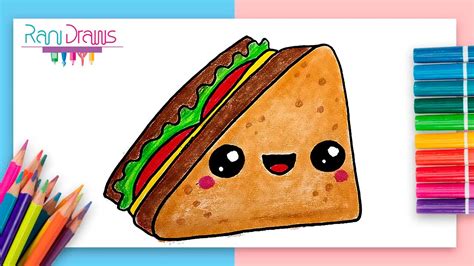 Cómo dibujar un SANDWICH kawaii ideas de dibujos fáciles YouTube