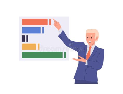 Adult Mature Businessman Cartoon Character Performing Report Of