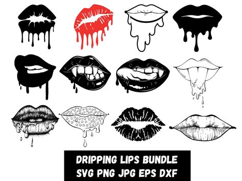 Lips Svg Bundle Kiss Svg Lips Print Svg Red Lips Svg Dripping Lips