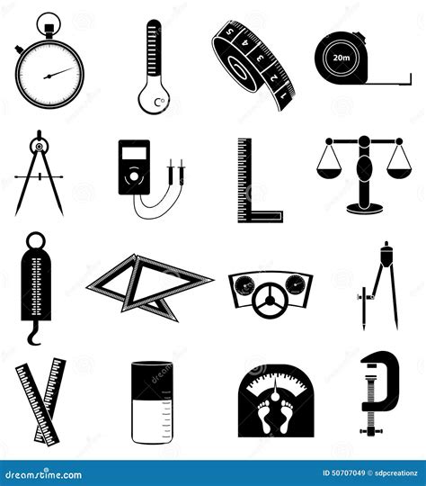 Measurement Icons Set Stock Vector Illustration Of Pencil 50707049