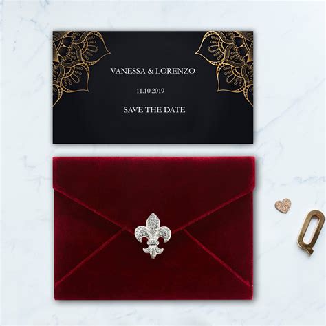 Red Velvet Invitation Envelope For Cards - Luxury Wedding Invitations ...