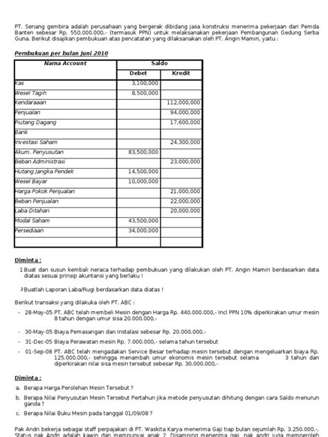 Catat Contoh Soal Tes Akuntansi Masuk Kerja Terlengkap Lihat Contoh