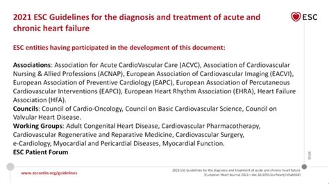 2021 Esc Guidelines For Diagnosis And Treatment Of Acute And Chronic