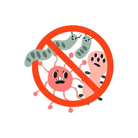 Germen Del Virus De Bacterias De La Infección De Kawaii Ilustración del