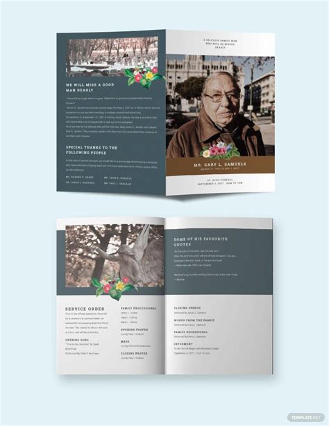 Printable Funeral Obituary Bi-Fold Brochure Template in InDesign, Pages, Word, Publisher, Google ...