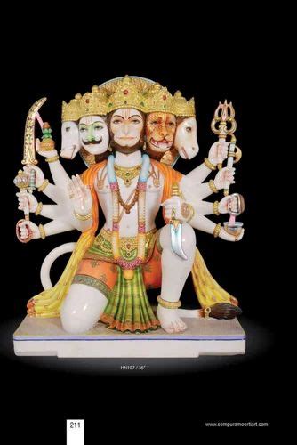 Panchmukhi Hanuman Marble Statue For Worship Size Inche Inche