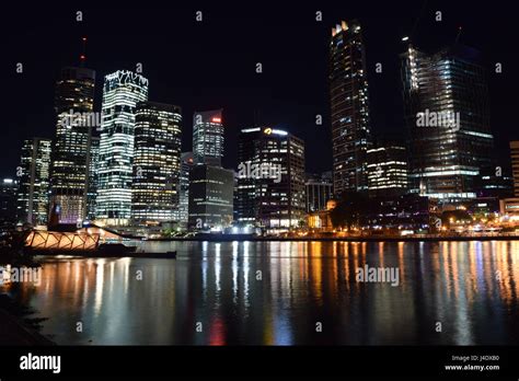 Brisbane City Night Skyline Stock Photo - Alamy