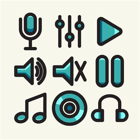 Conjunto de iconos de música Vector Premium