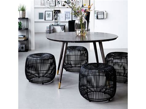 Tabouret Modern En Rotin Noir House Doctor