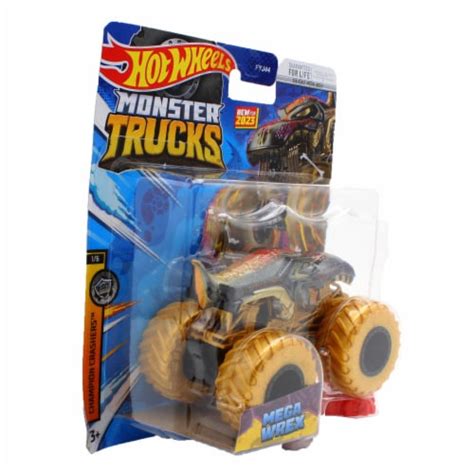 Hot Wheels Monster Trucks Scale Mega Wrex Gold Includes Connect And Crash Car Frys