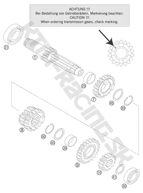 KTM Racing Schéma TRANSMISSION I pre model KTM MX 125 SX 2007 EU