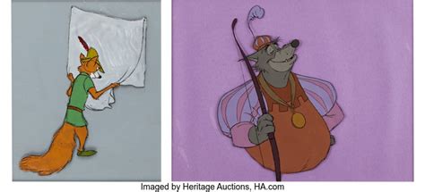 Robin Hood Robin And Sheriff Of Nottingham Color Model Cels Group Of 2 Walt Disney 1973