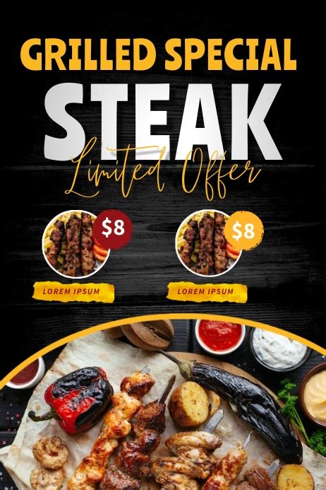 Steak Food Menu Template Postermywall