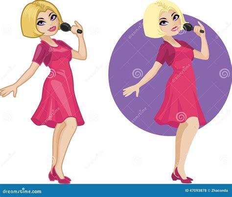 Cute Young Caucasian Woman Singer Stock Vector Image 47093878