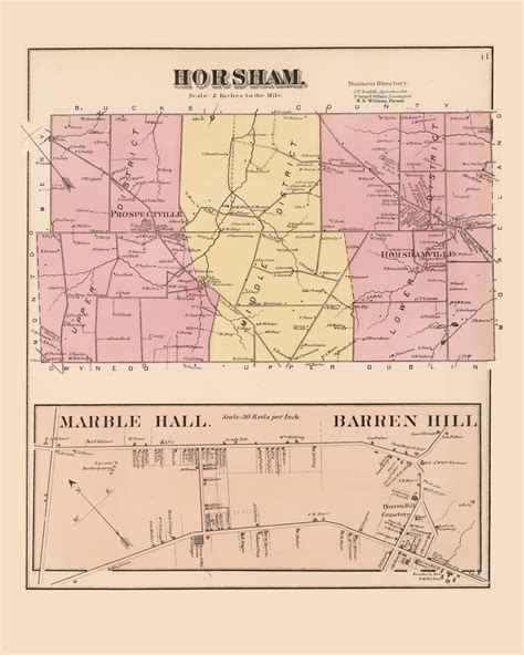 Horsham With Marble Hall And Barren Hill Villages Pennsylvania 1871