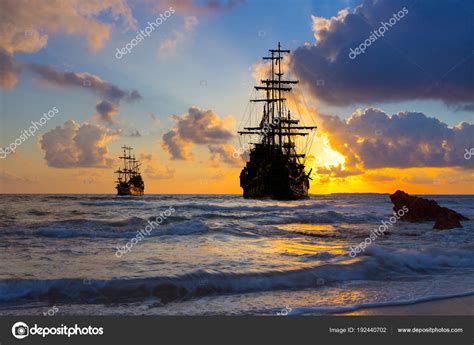 Pirate Ship Sunset Hd