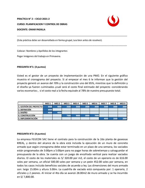 PC02 Planificacion Y Control De Obras PRACTICA N 2 CICLO 2021