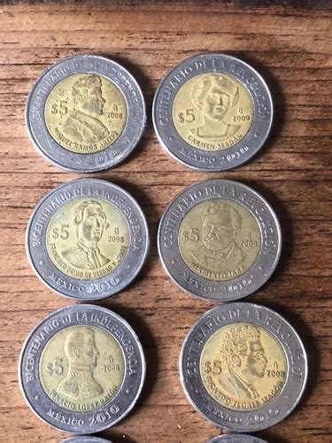 12 Monedas 5 Pesos Bicentenario Independencia Y Revolución en venta en