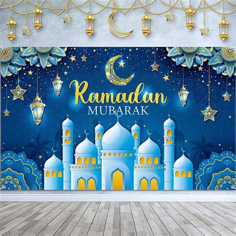 Ramadan Mubarak Decorations Backdrop Banner