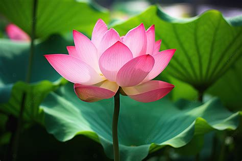 Pink Lotus Flower In Greens And Leaves Background Gyeonggi Do Water