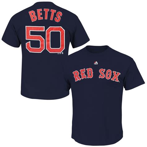 Mens Boston Red Sox Mookie Betts Majestic Navy Official Name And Number T Shirt