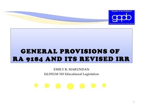 General Provisions Of Ra 9184