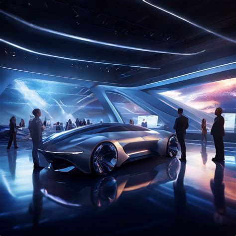 Concept art of a futuristic car exhibit by Ama IS - Playground