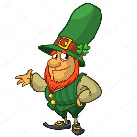 St Patricks Day Leprechaun Cartoon Character Presenting Vector