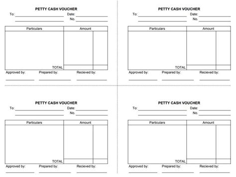 Petty Cash Voucher Voucher Cash Cash Funds