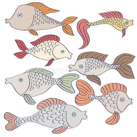 Set of fishes drawing stock vector. Illustration of fishing - 27591824