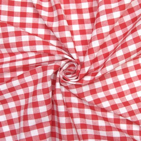 Cotton Gingham Red White Sample Gala Fabrics